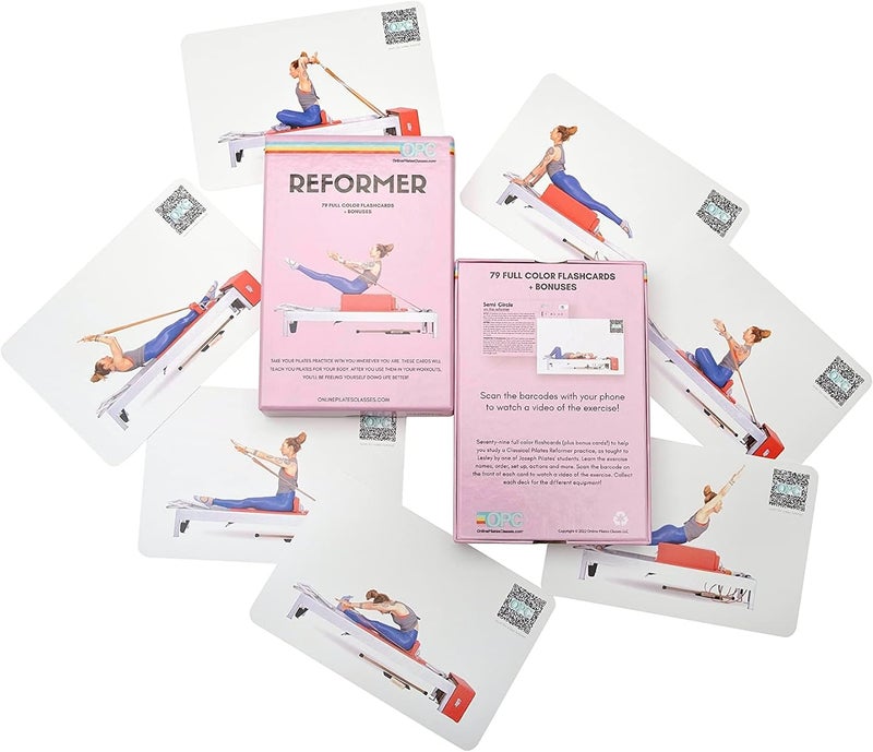 OnlinePilatesClasses.com OnlinePilatesClasses Pilates Reformer Deck with Free Video Tutorials, Fitness Flash Cards with 79 All-Levels Cards for Home Gym Exercise, Reformer Not Included - Image 1